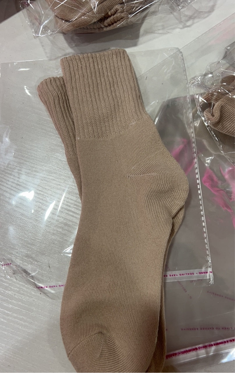 Thick terry plush winter socks in beige