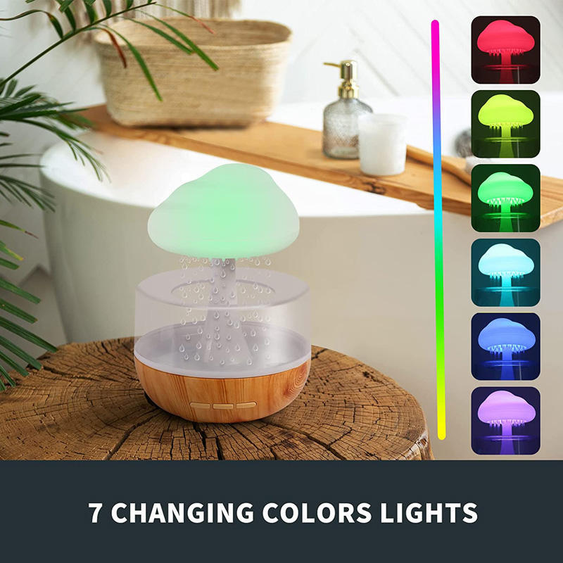 2 In 1 Rain Cloud Desk Humidifier With Mushroom Night Light