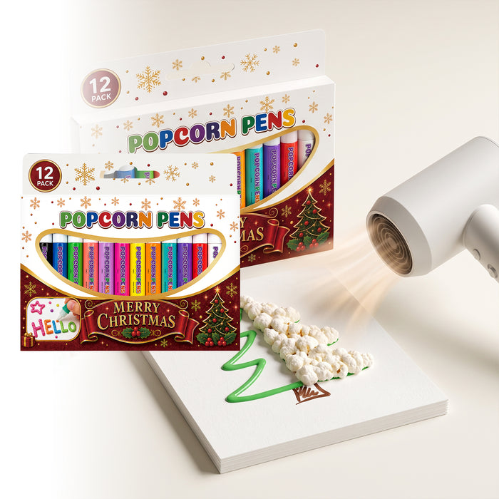 Heat Hollow Christmas Puffy Paint Pens, Set of 12 Colours