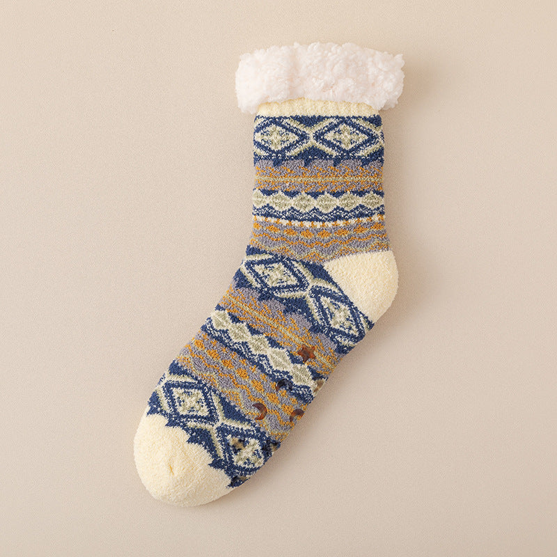 Nordic pattern lounge socks with grip sole