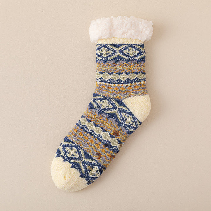 Nordic pattern lounge socks with grip sole