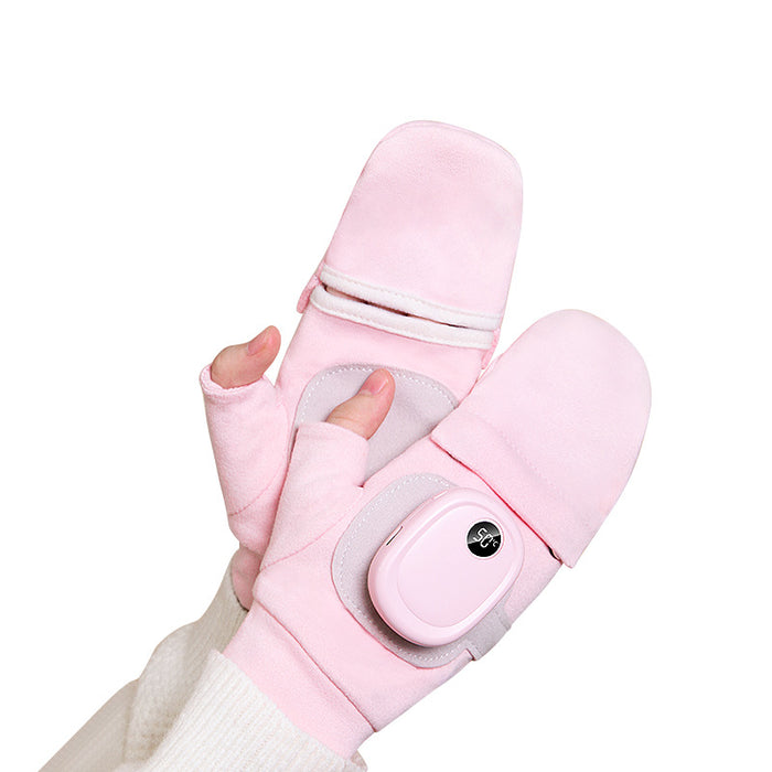 Heat Hollow USB Heated Flip-Top Mittens with Three Heat Levels