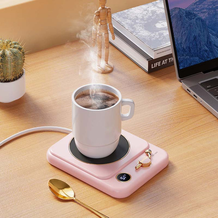 Retro green cup warmer with coffee mug