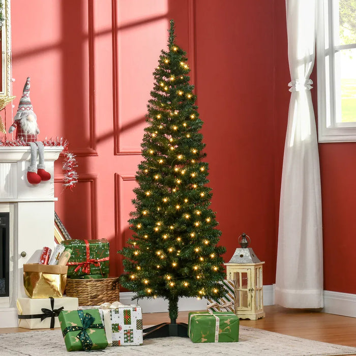 Heat Hollow Pre-Lit Slim Pencil Christmas Tree with Warm White LEDs