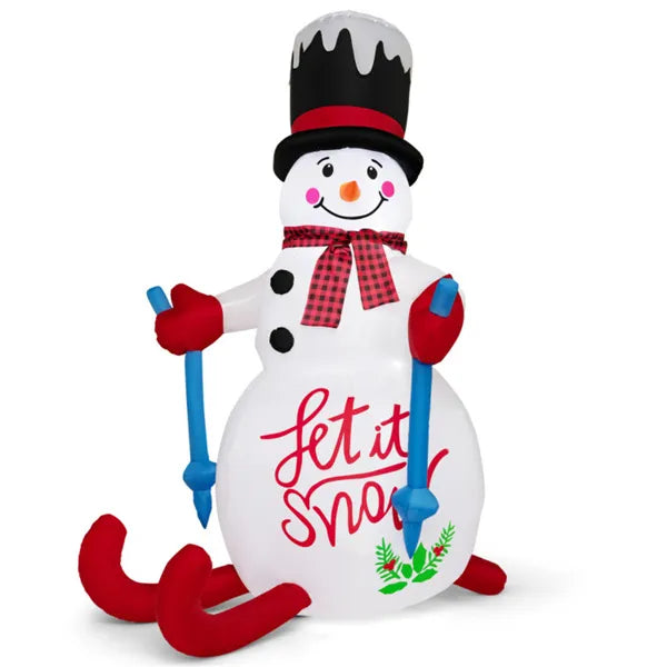 Heat Hollow 6ft Inflatable Skiing Snowman with Top Hat