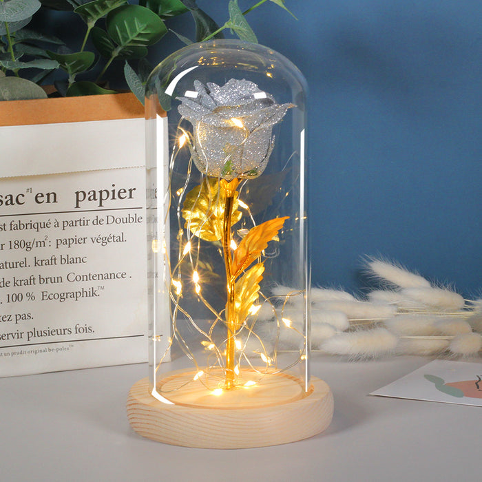 Heat Hollow Preserved rose in a glass dome with fairy lights