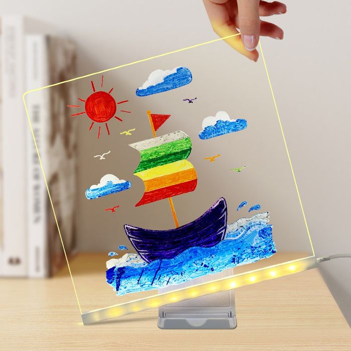Heat Hollow LED acrylic drawing board with stand and light base