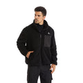 Man wearing black heated sherpa fleece jacket