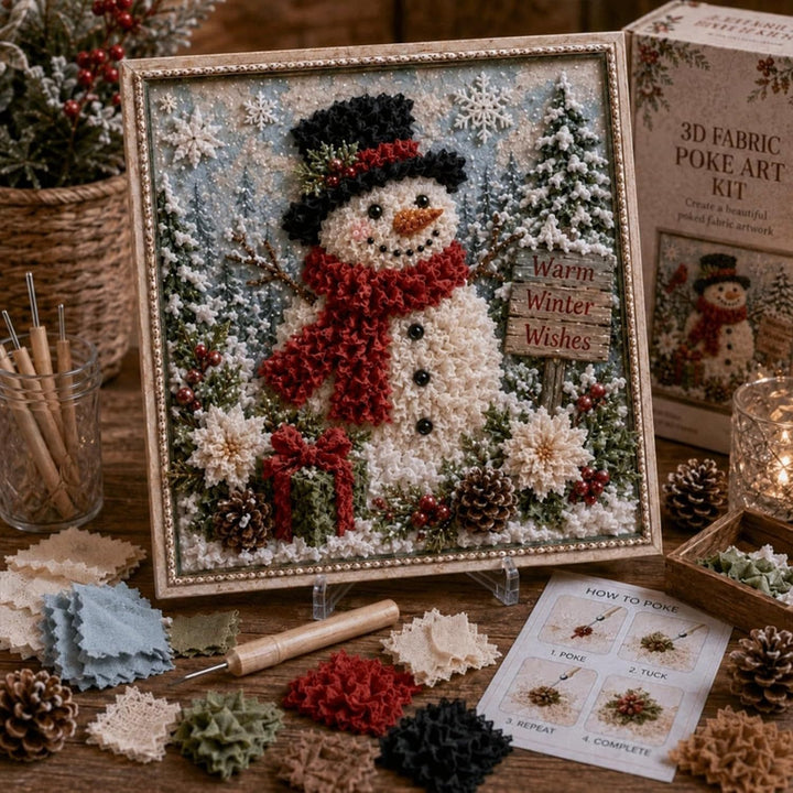 3D fabric poke art Christmas picture in frame