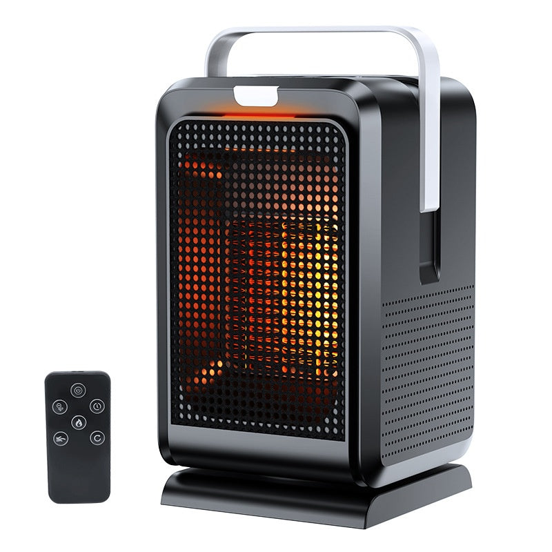 White oscillating ceramic fan heater with remote