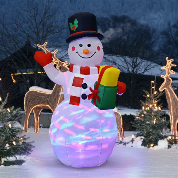 Heat Hollow 5ft Inflatable Snowman with Colour-Changing Light