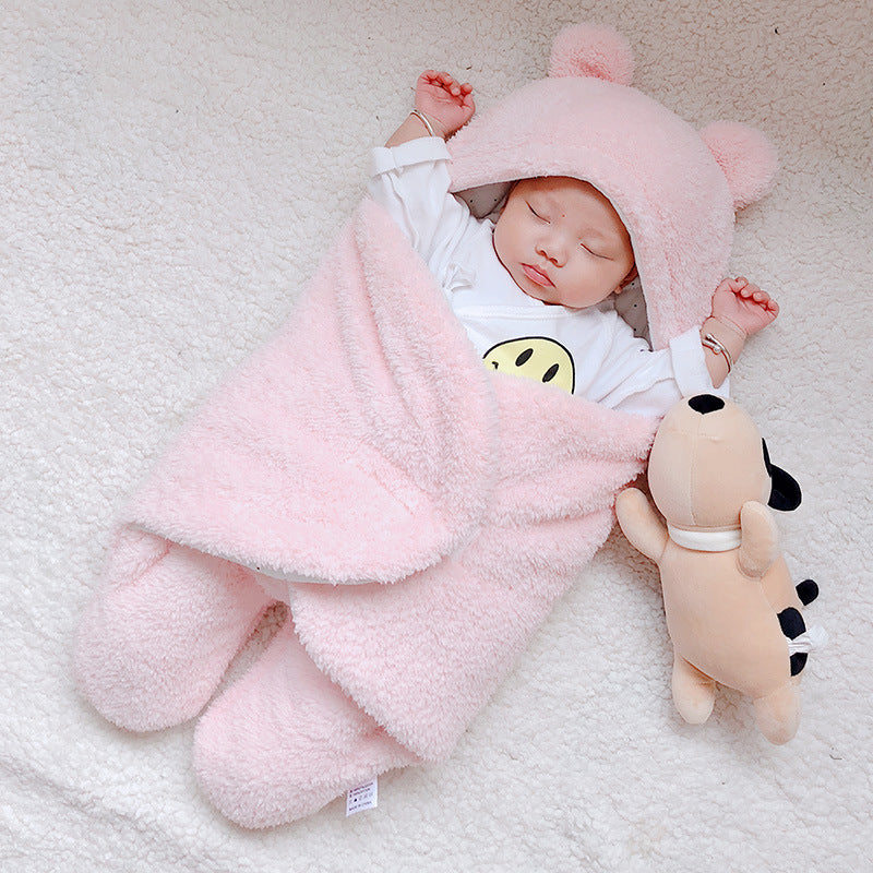 Baby in a teddy fleece sleeping bag