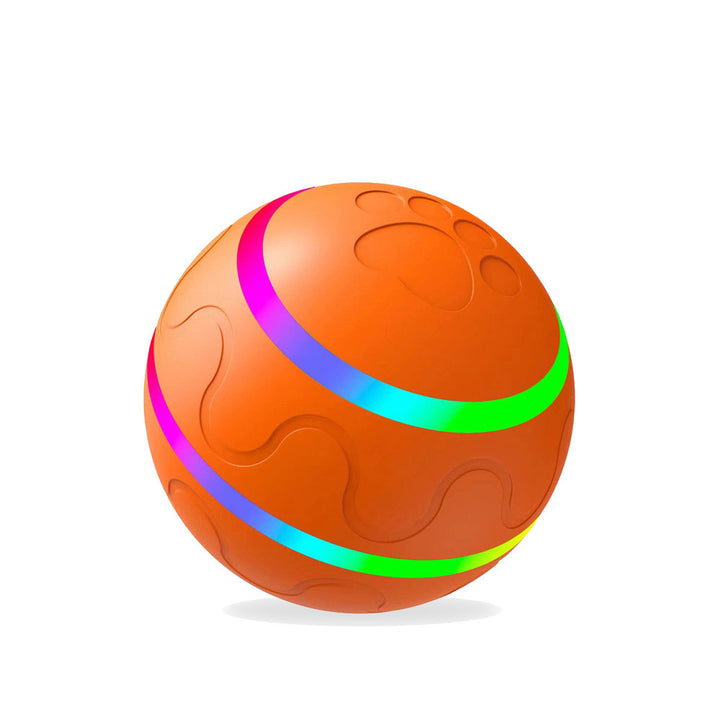 Orange self-rolling LED pet ball