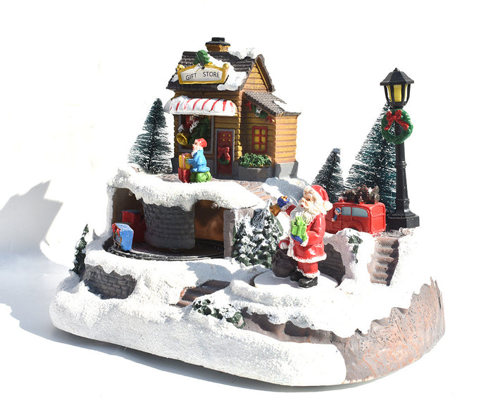 Heat Hollow Light-up musical Christmas village house with rotating tree