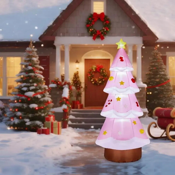 Giant inflatable pink Christmas tree