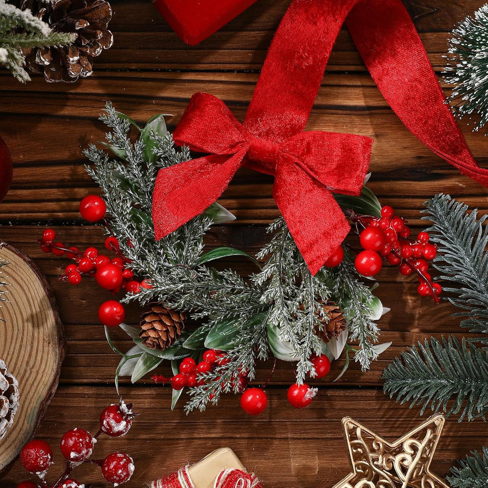 Small Christmas wreath with red ribbon bow