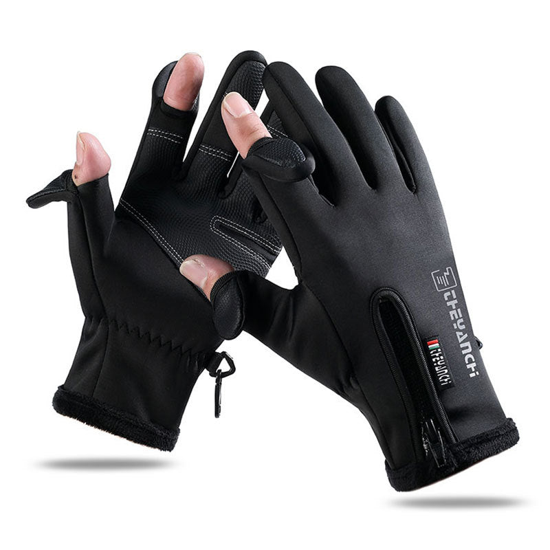 Winter gloves with flip-open fingertips