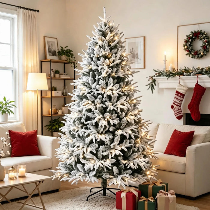 Heat Hollow Snow-Flocked Christmas Tree with 2679 Tips and 350 LEDs