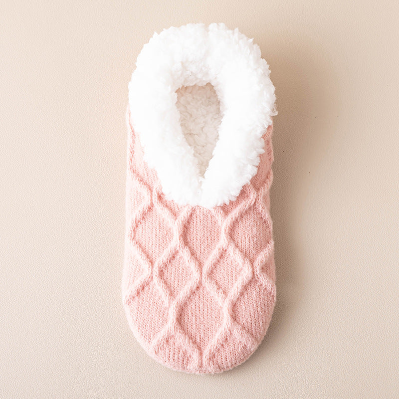 Beige slipper socks with grip dots