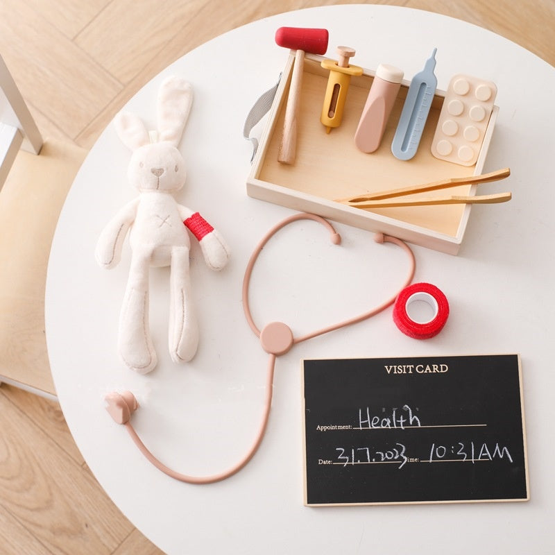 Wooden toy doctor kit with stethoscope