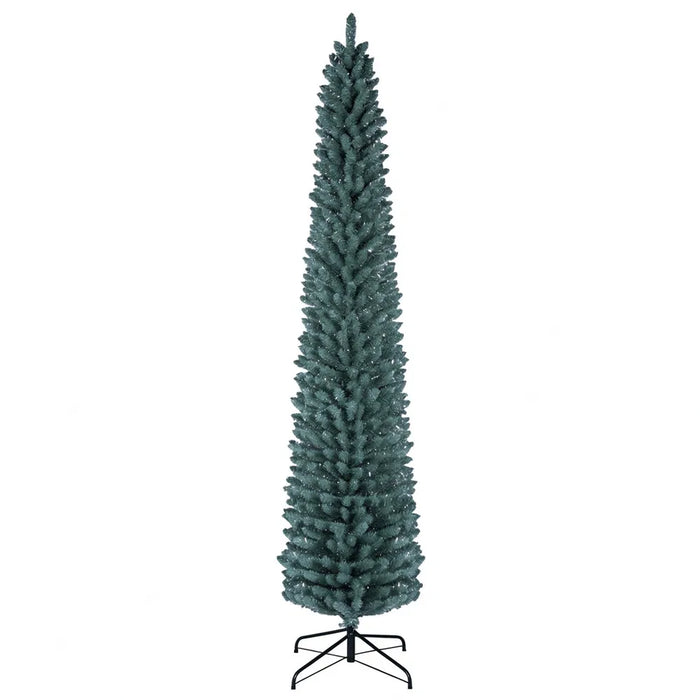 Heat Hollow Frosted Slim Christmas Tree with Silver Tips, 8ft