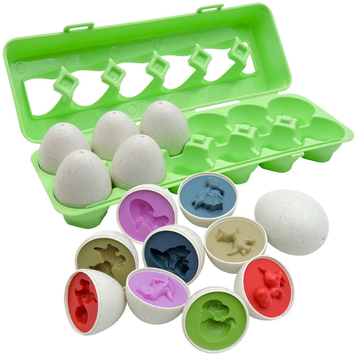 Heat Hollow Shape-matching toy eggs in a carton, set of 12