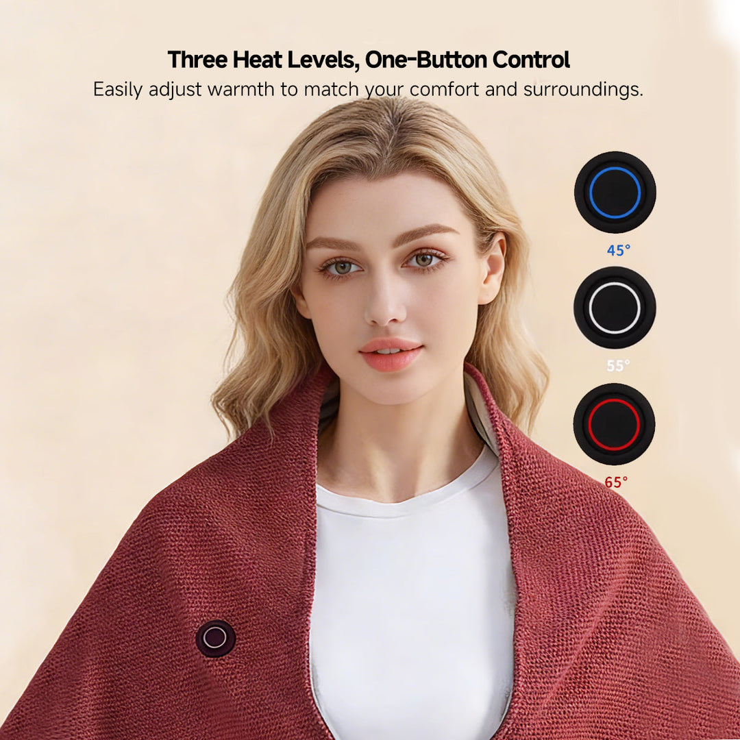 Graphene Heated Shawl - USB Powered, 15-Second Heat, Office &amp; Home