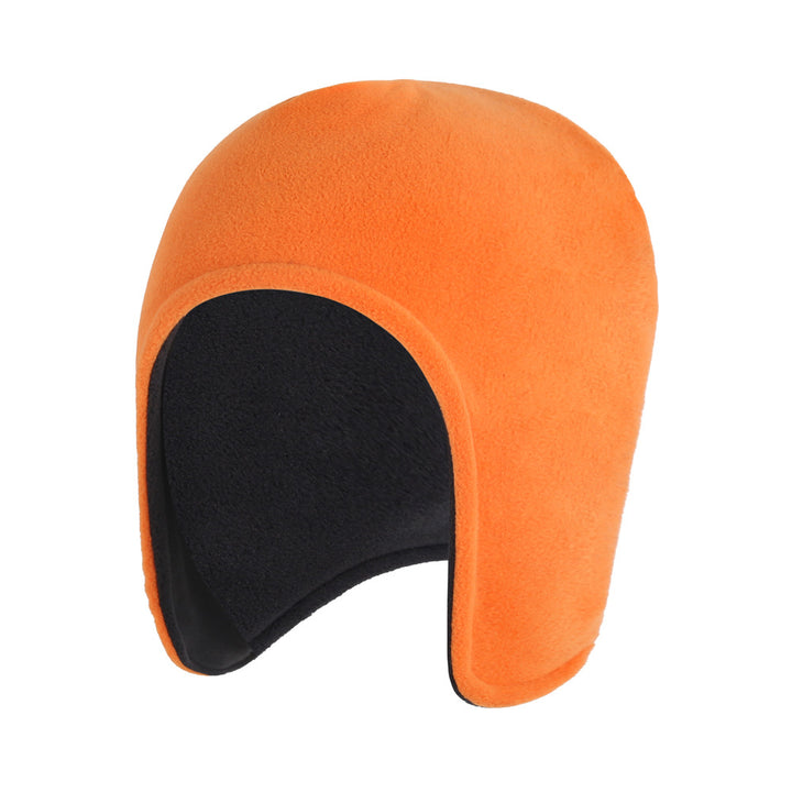 Black polar fleece cap with ear flaps