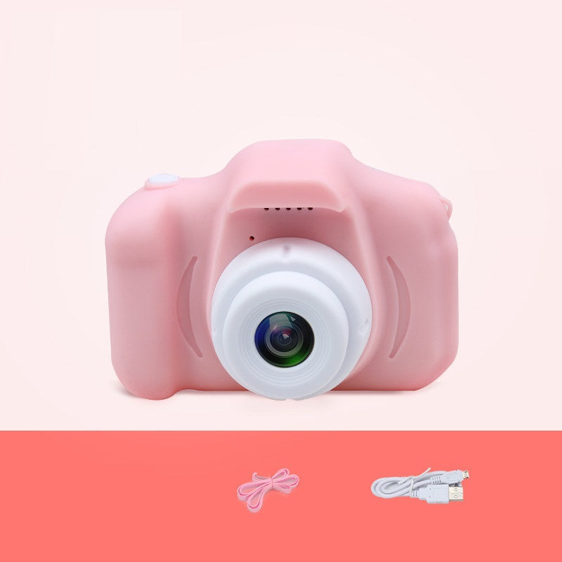 Pink silicone kids camera with lanyard