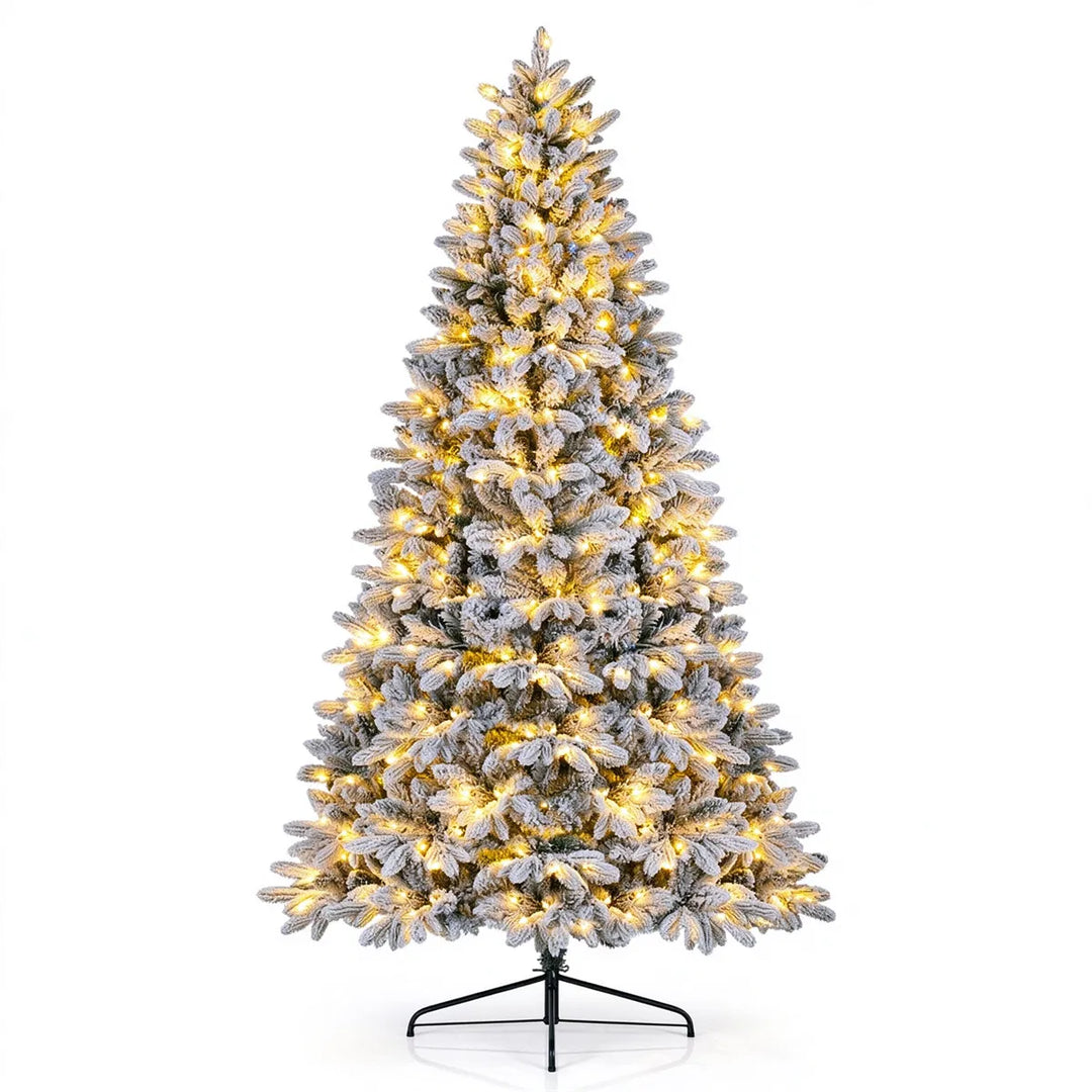 Flocked half Christmas tree with lights