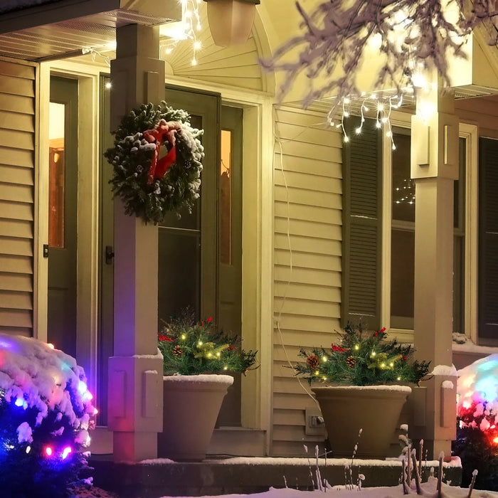 Heat Hollow Battery Porch Christmas Tree with Pine Cones and Berries