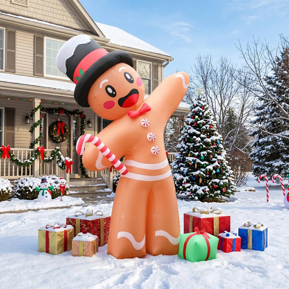 10ft inflatable gingerbread man with gift box