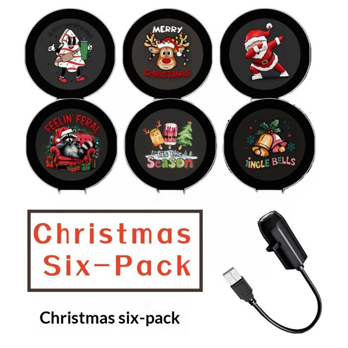 Heat Hollow USB Projector Light with Swappable Christmas Pattern Discs