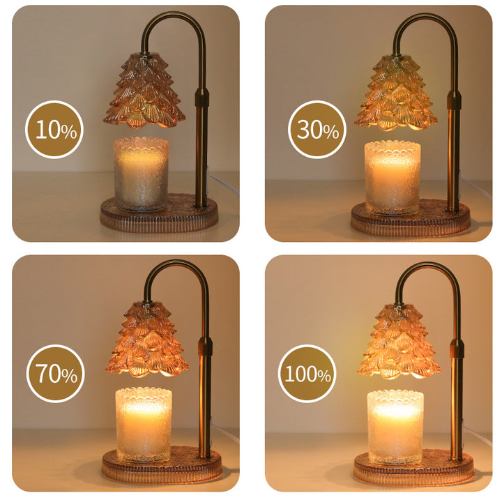 Candle warmer lamp with timer and dimmer, white tree design