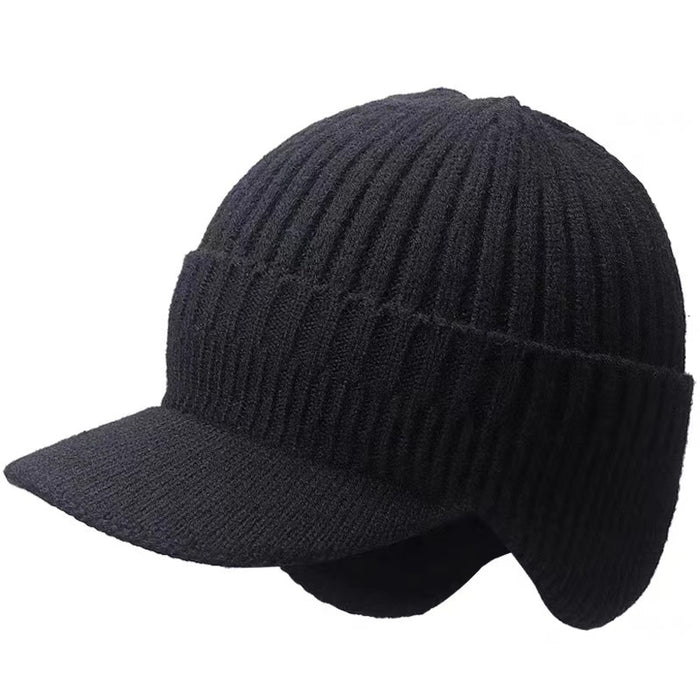 Heat Hollow Mens Peaked Beanie with Fold Down Ear Flaps
