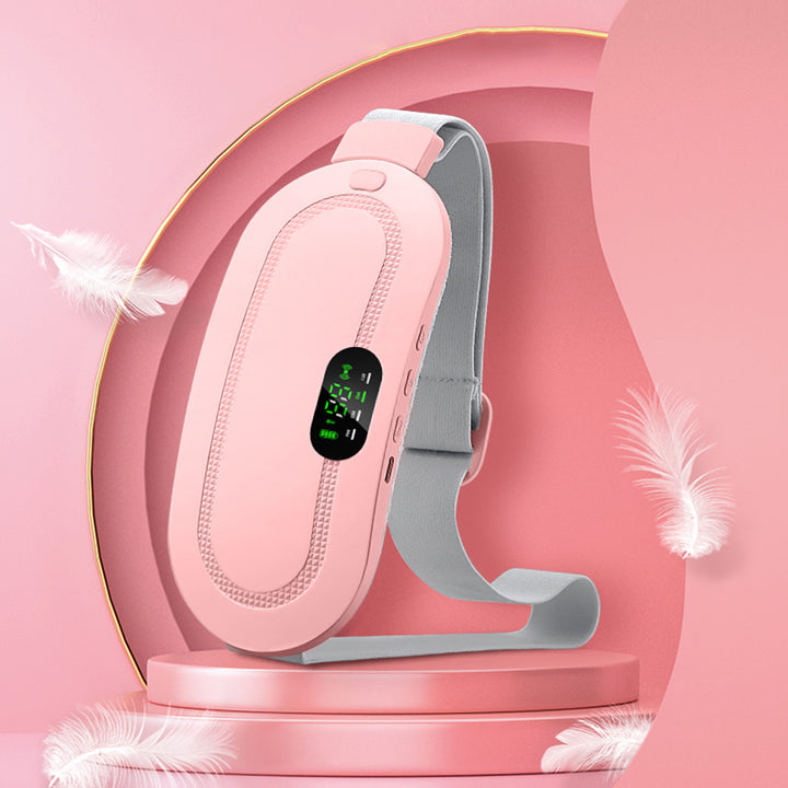 Pink rechargeable heated waist belt with display