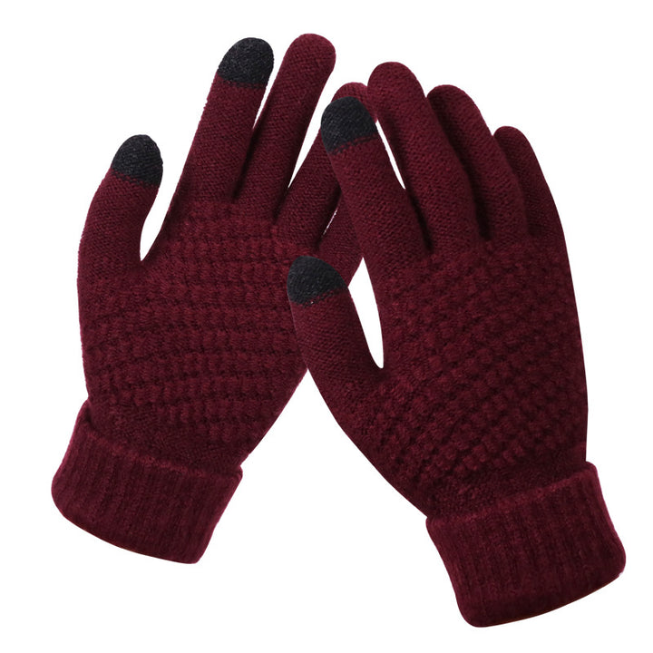 Navy textured knit touchscreen gloves