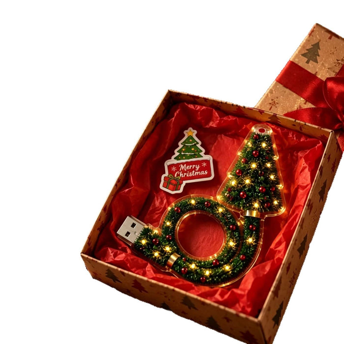 Heat Hollow USB Christmas Projection Lamp with Mini Wreath and 6 Lenses