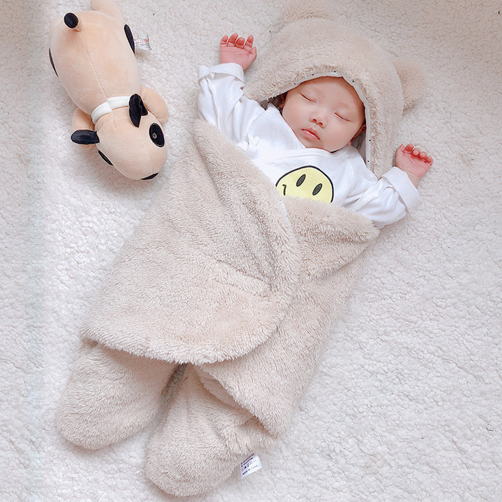 Baby in a teddy fleece sleeping bag