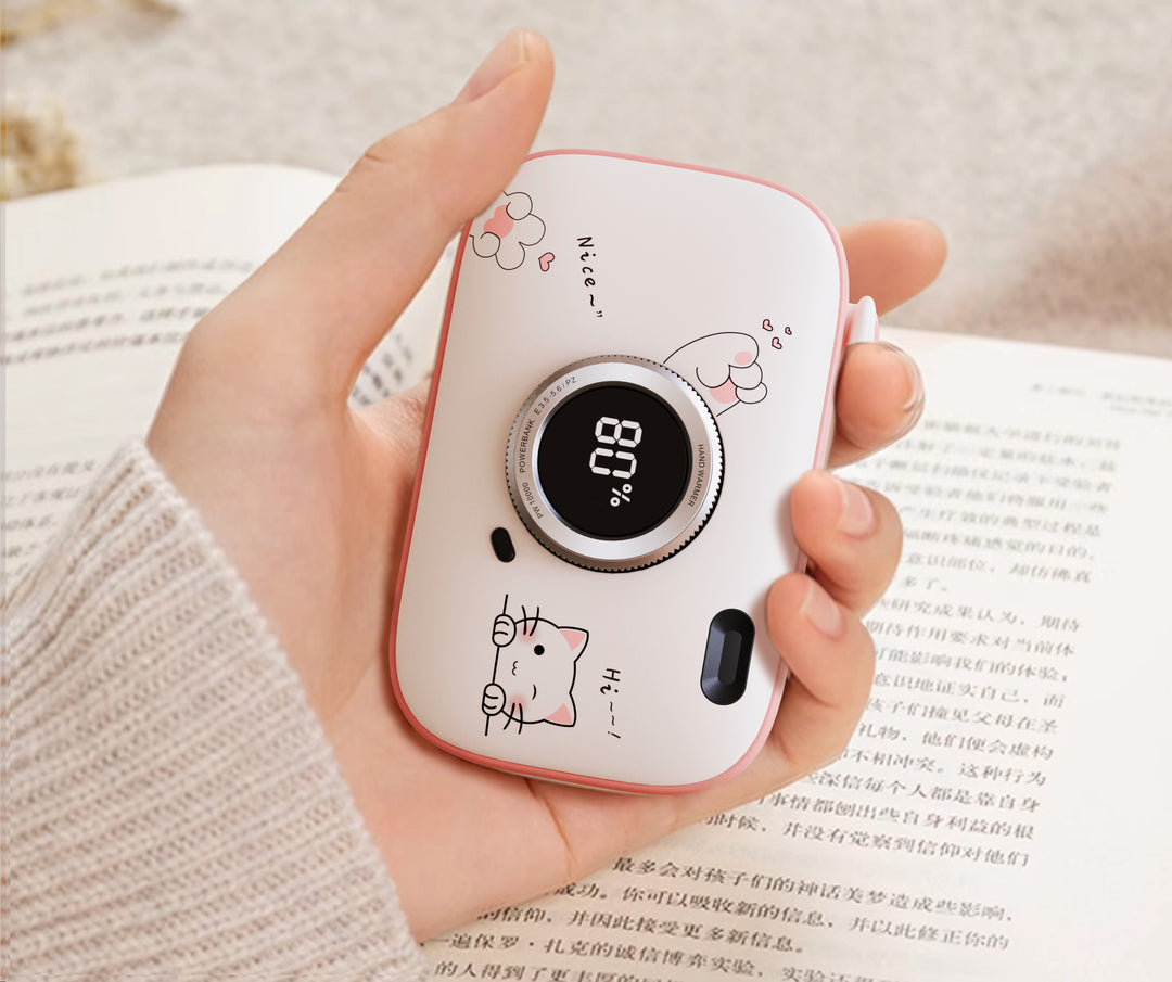 Pink camera shaped hand warmer power bank
