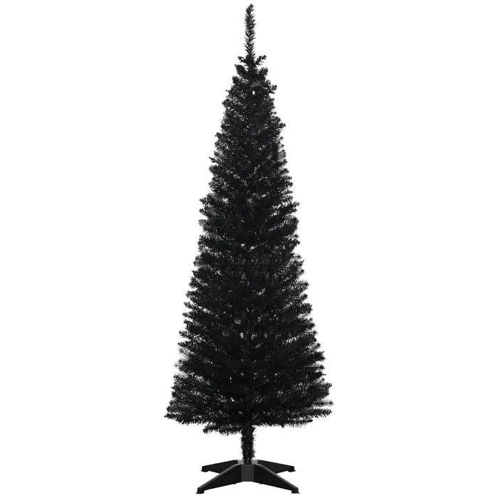 Heat Hollow Slim Black Pencil Christmas Tree, 5ft with Stand