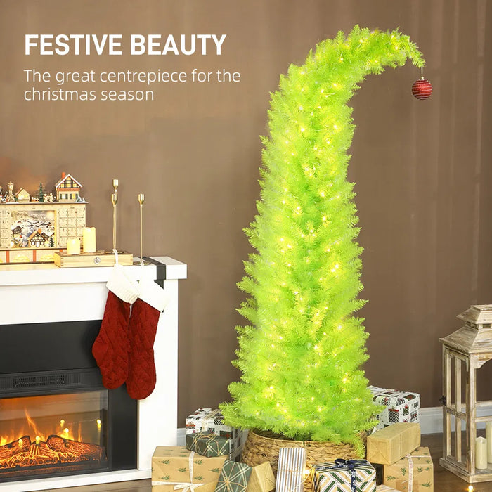 Heat Hollow Whimsical Lime Green Christmas Tree with Bent Top