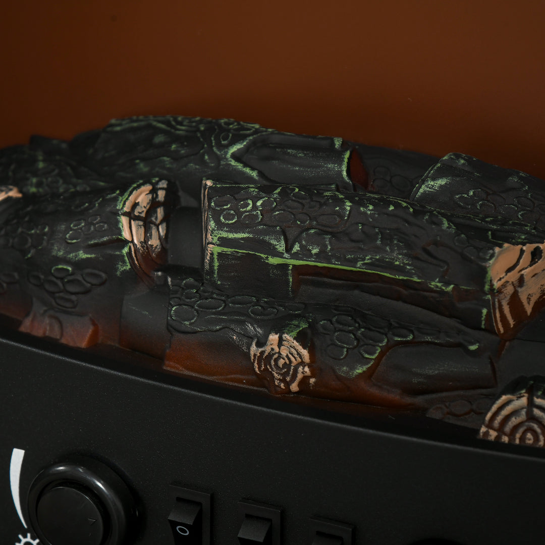 black electric stove fire with tempered glass front