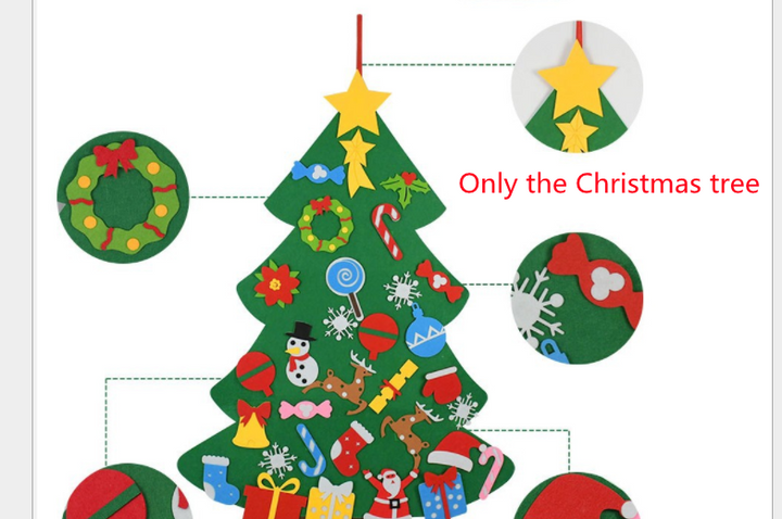 Green felt Christmas tree with stick-on ornaments