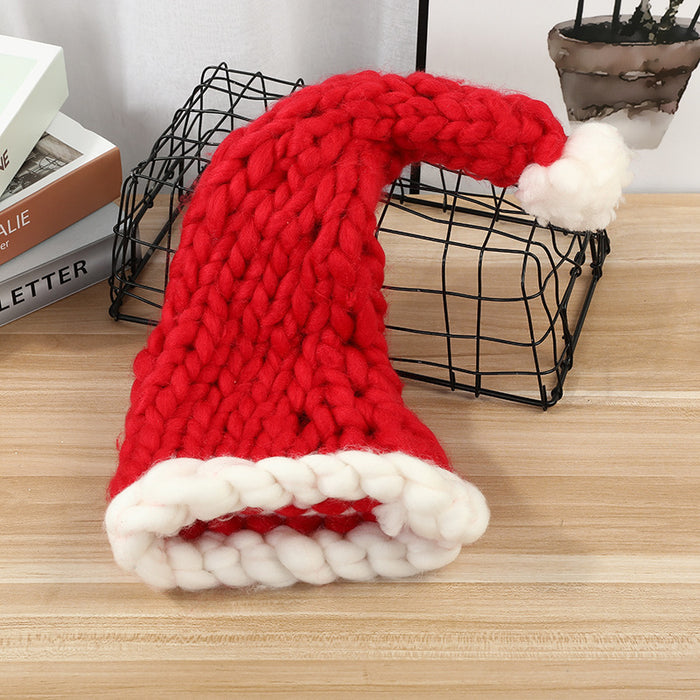 Heat Hollow Chunky knit Christmas hat with pompom for all ages