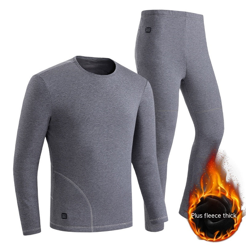 Black heated thermal top and long johns set