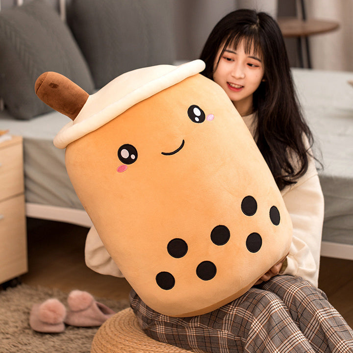 Smiling bubble tea cup plush toy
