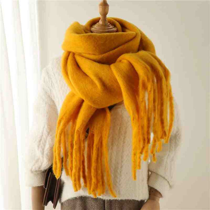 Mustard thick fluffy winter scarf