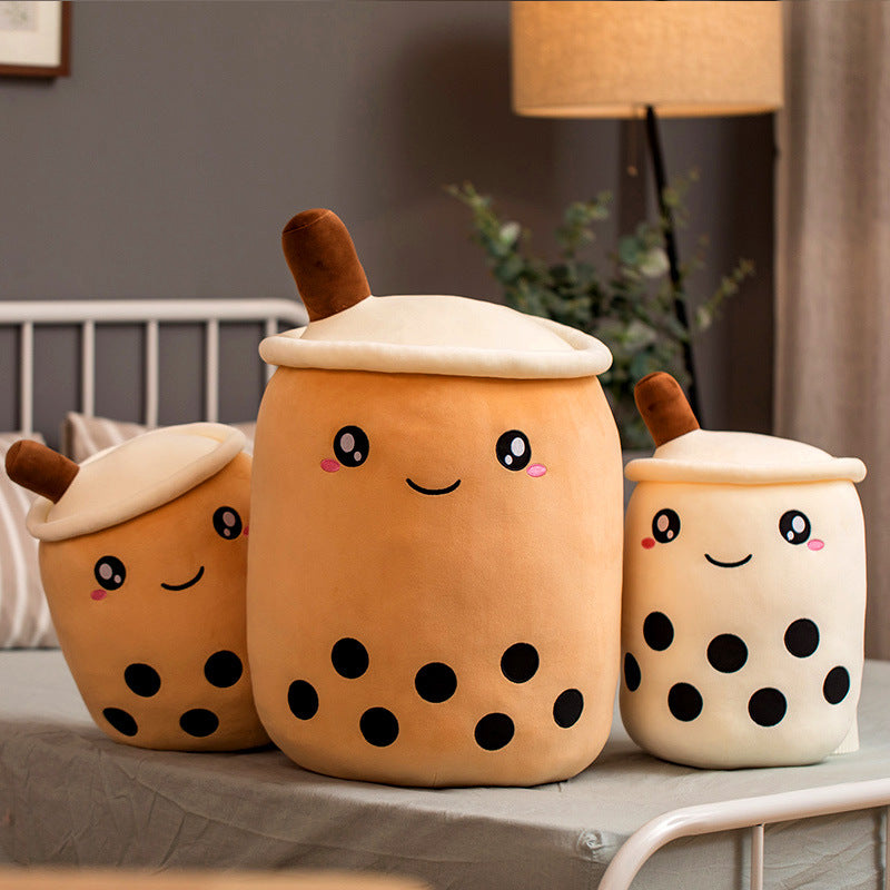 Smiling bubble tea cup plush toy