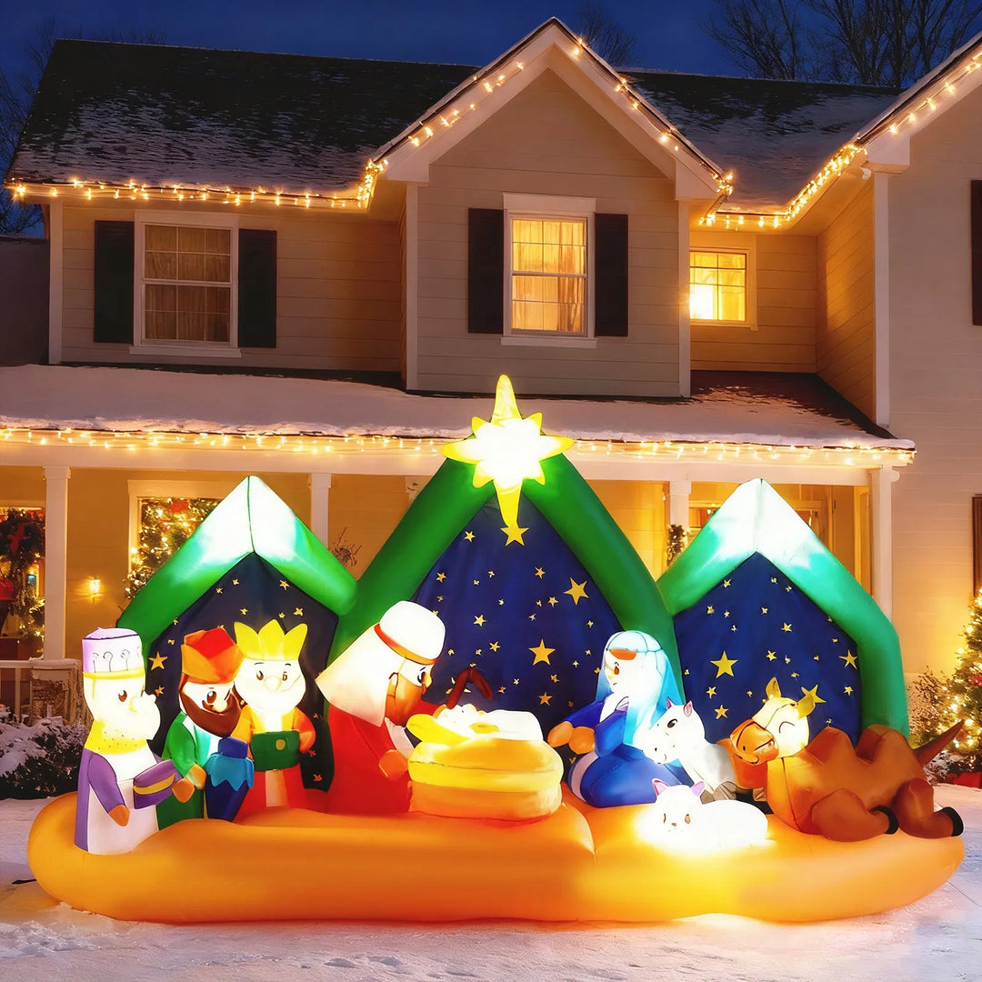 Large inflatable nativity with starry backdrop
